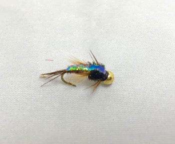 Weighted Pheasant Tail Flashback Gilled nymph for trout fishing in rivers and streams.