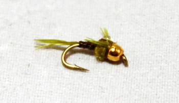 Micro Mayfly B.H. fly with slim body, ribbing, and small bead head for trout fishing. Cheap fly fishing flies