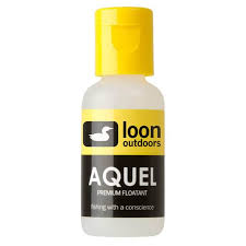 Bottle of Loon Outdoors Aquel gel floatant for dry flies, designed to keep flies riding high.