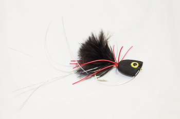 Bass Chewy Pop foam popper fly with rubber legs and flashy tail for topwater bass fly fishing