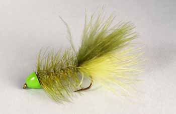 Bugger Olive Hot Head – Classic Streamer with a Bright Trigger - fly fishing flies