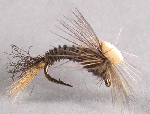 Sprouts fly with slim body and emerging wings imitating mayfly emerger stage.- fly fishing fly