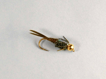 phtlfbolvbh Olive pheasant tail flashback nymph with bead head for imitating mayfly nymphs in trout fishing.