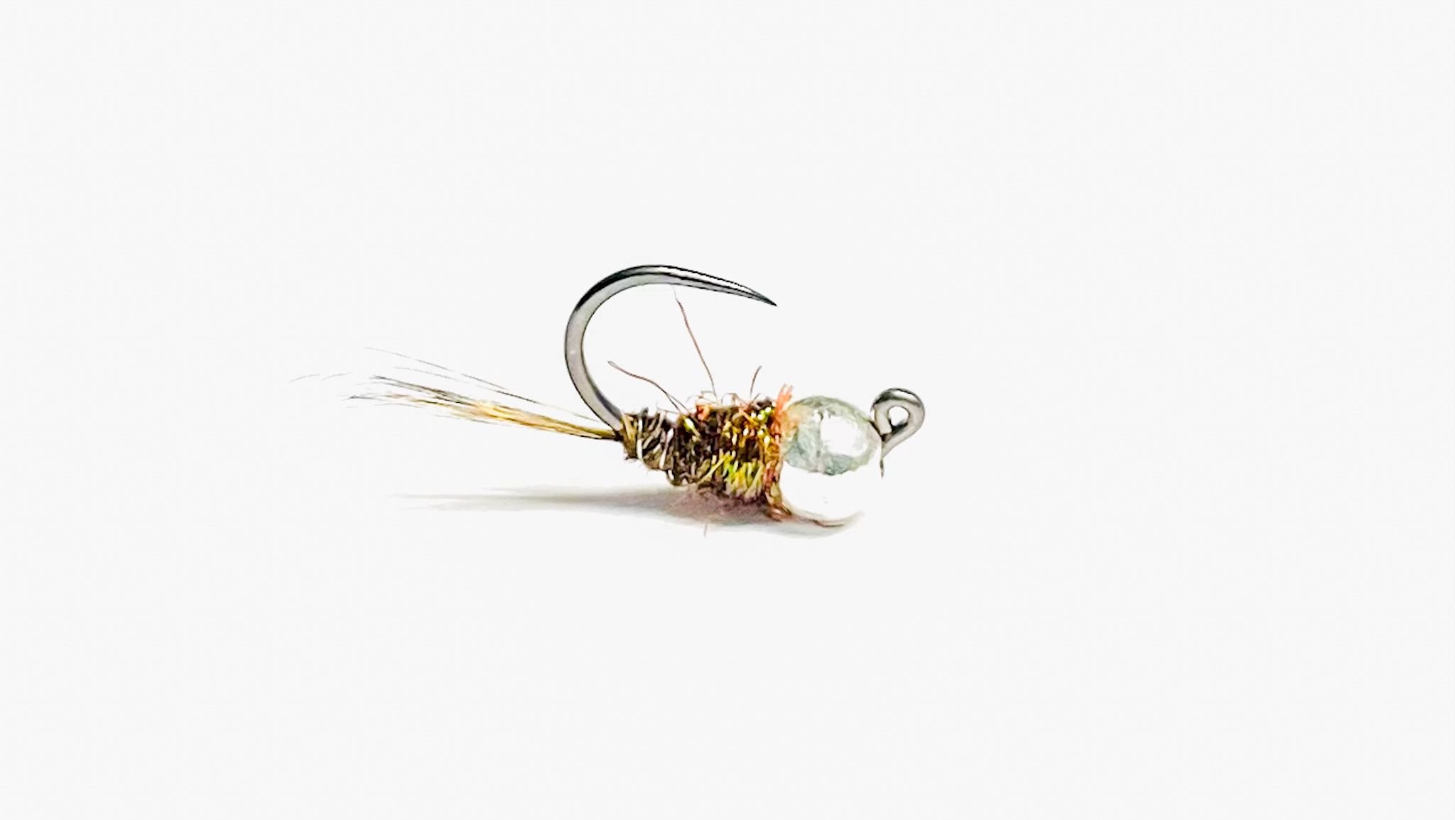 Pheasant Tail T.H. Sparkle Dub Jig Hook fly with tungsten bead and flash thorax.