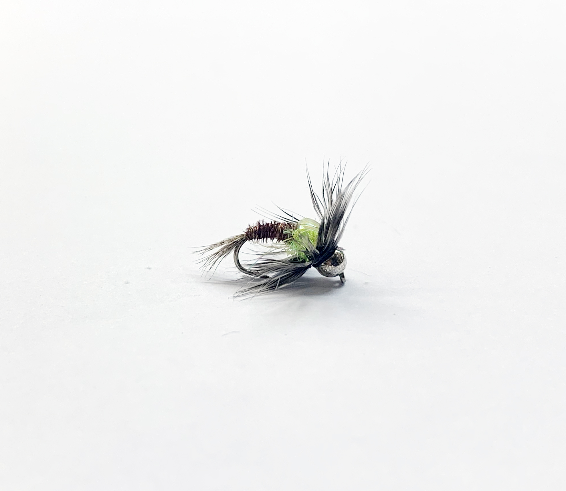 B's Baetis Chartreuse Hot Collar T.H. – Bright-Tipped Mayfly Nymph for Trigger Strikes. fly fishing flies