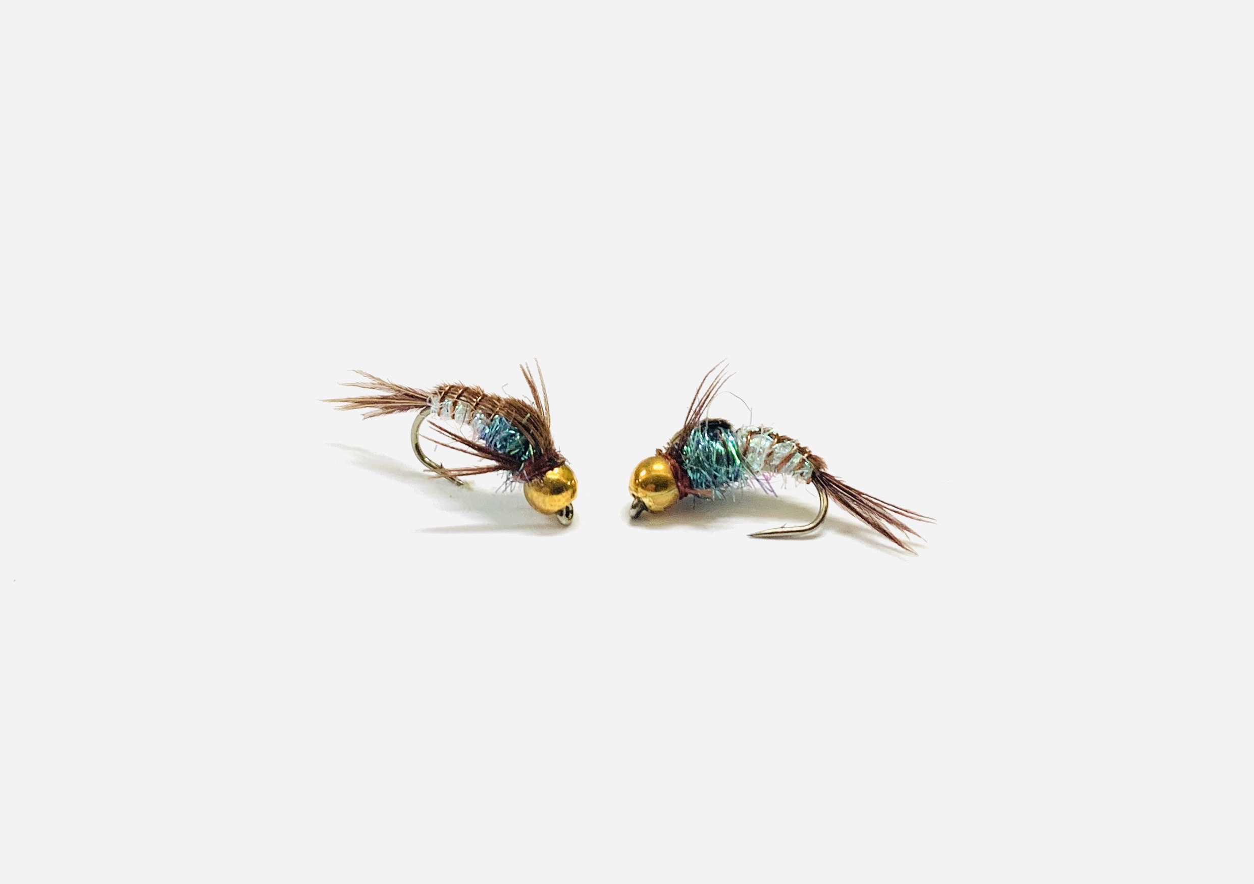Pheasant Tail Super Flash Bead Head fly with gold bead and shimmering body.