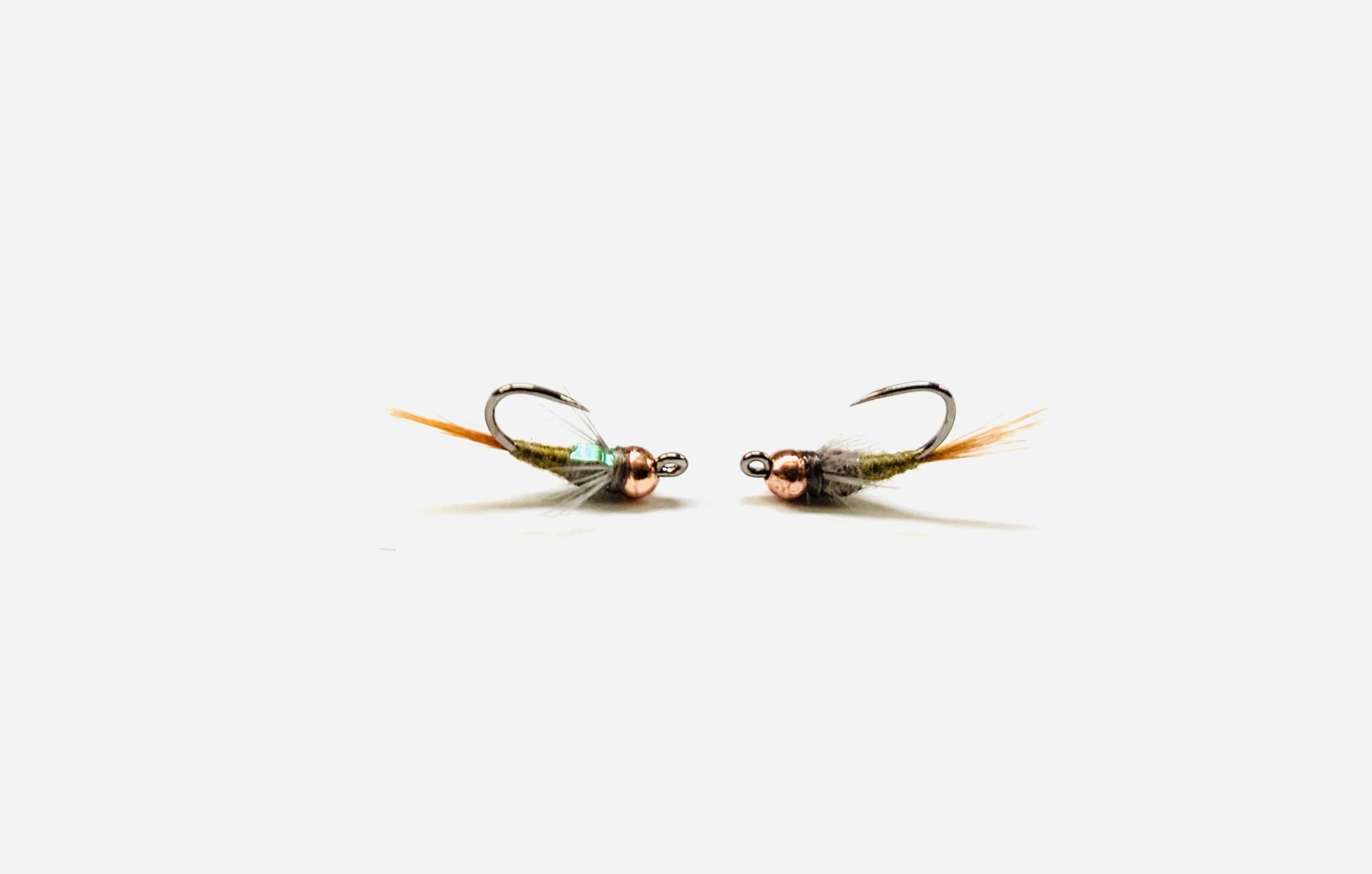 BWO Emerger Flashback Jig Tungsten fly with slim olive body and bead head for trout fishing - fly fishing flies