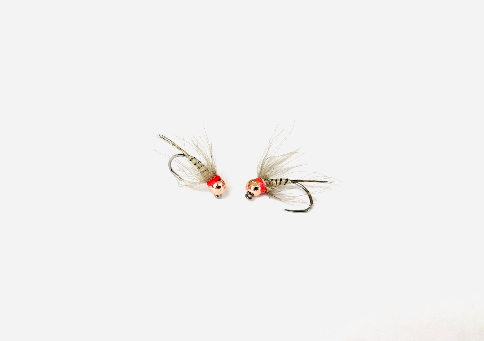 French Toast Jig T.H. fly with slim natural body, ribbing, and tungsten bead. Fishing flies.