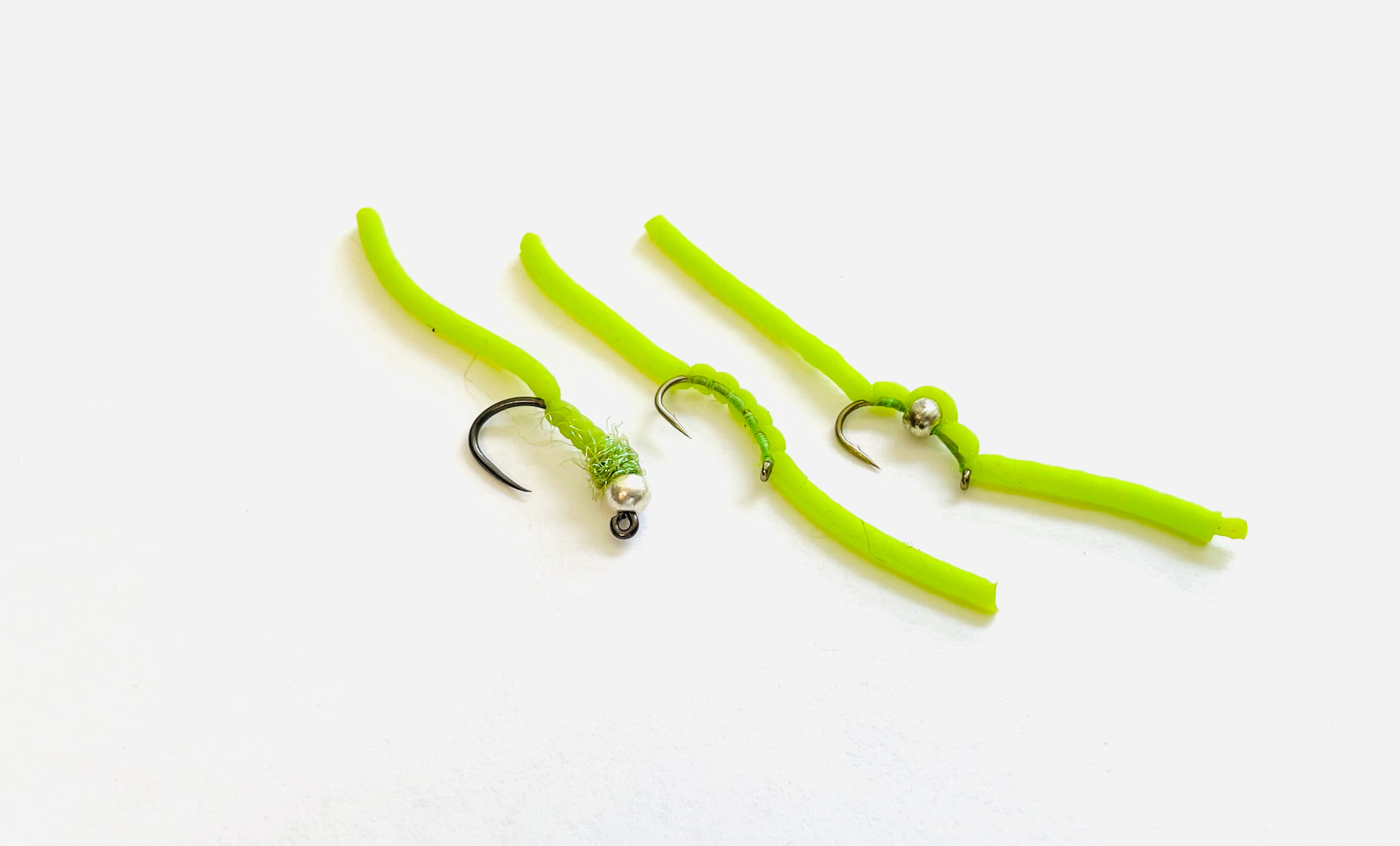 Squirmy Worm Chartreuse fly pattern - fishing flies