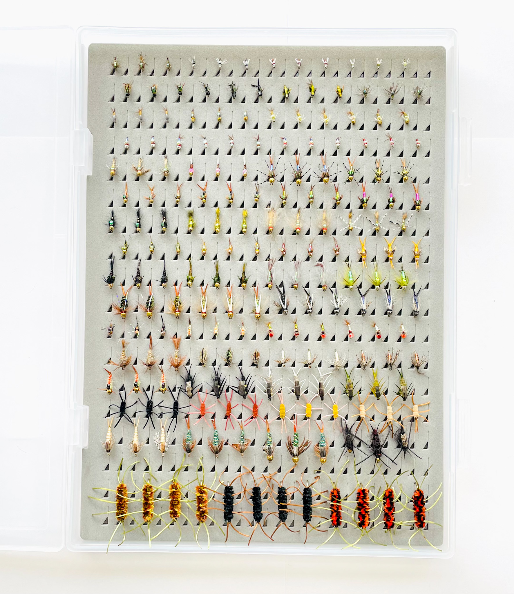 192 PCS Nymph Package featuring assorted trout nymphs in multiple styles and sizes.