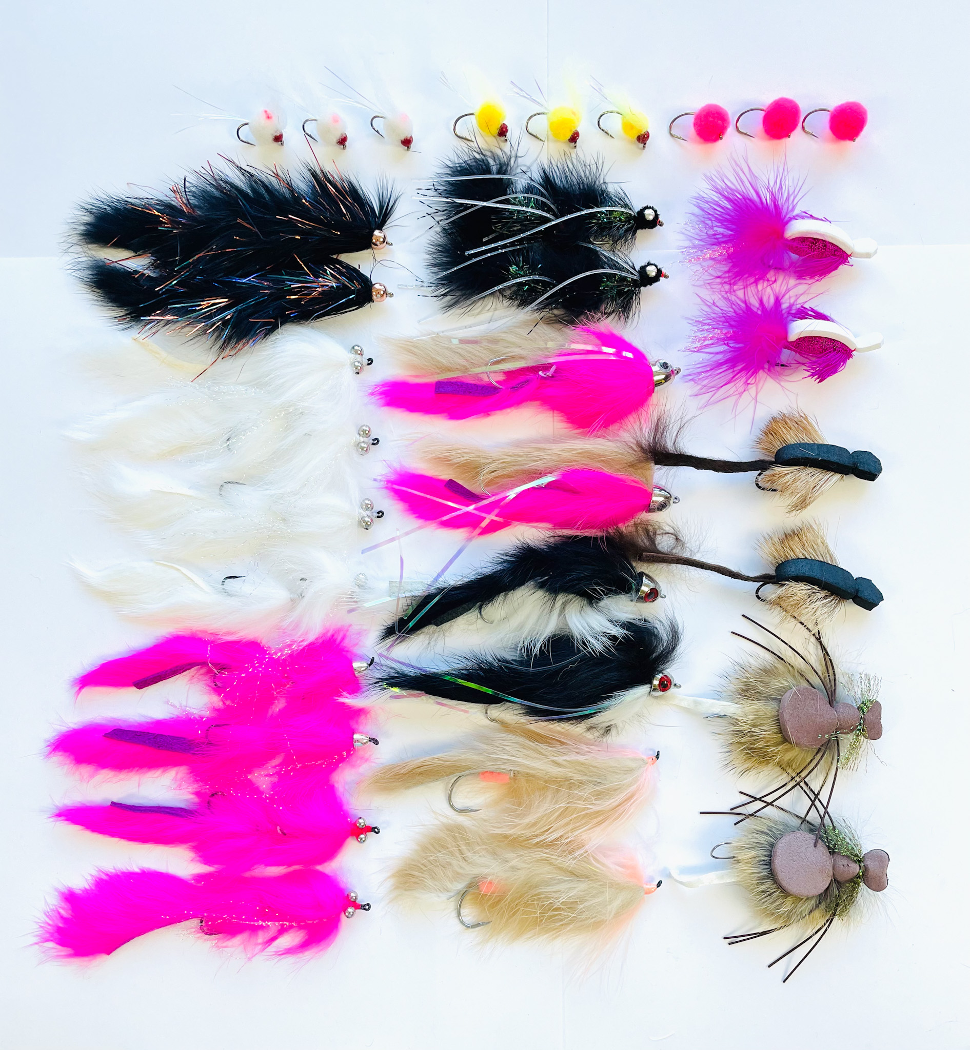33 PCS Alaska Package with egg patterns, leeches, streamers, and flesh flies for salmon and trout.
