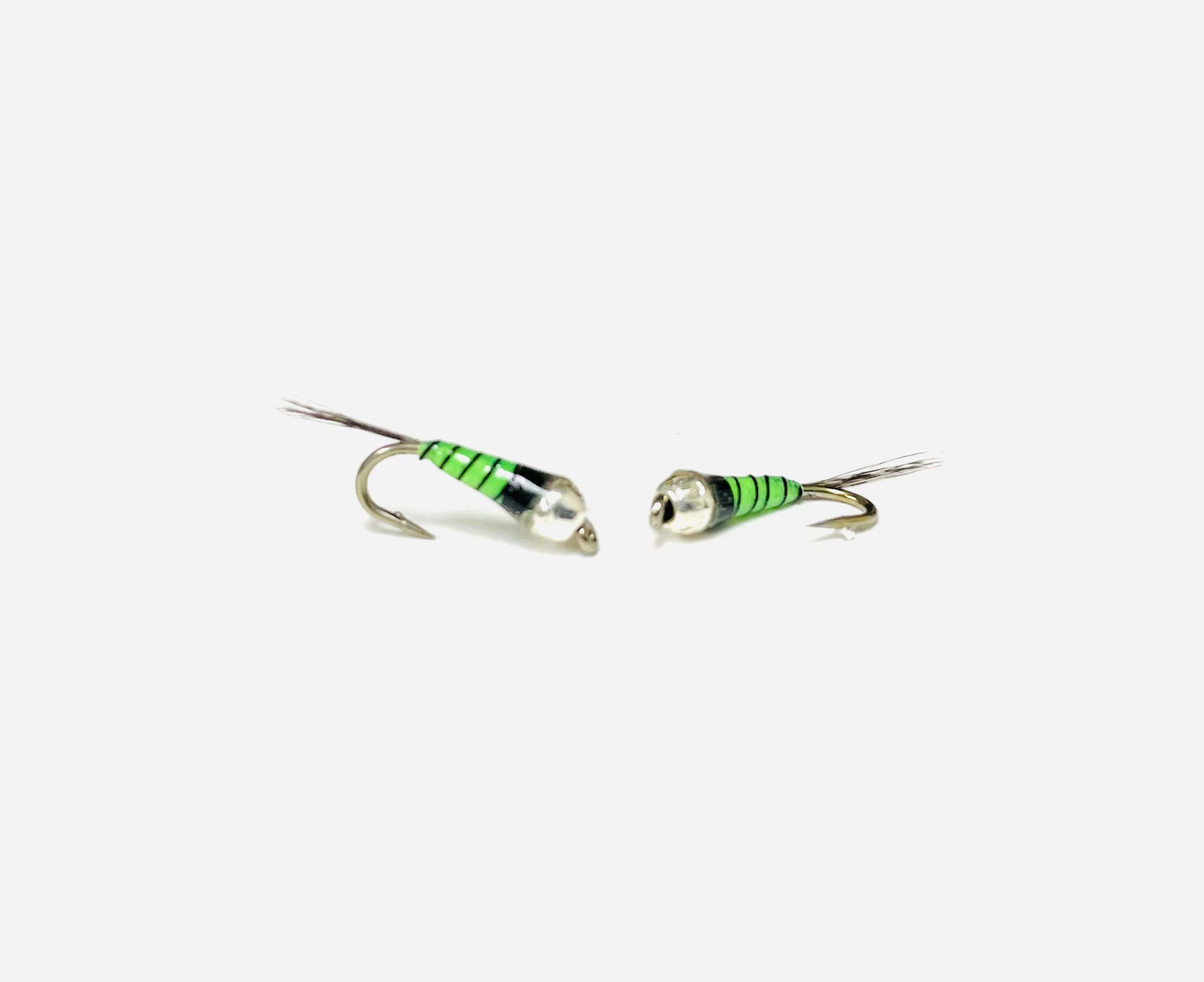 B’s Perdigon Chartreuse/Black Rib Tungsten – Bright Attractor Nymph with Quick Sink - fly fishing flies